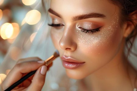 ai-generated-woman-holding-makeup-brush-free-photo